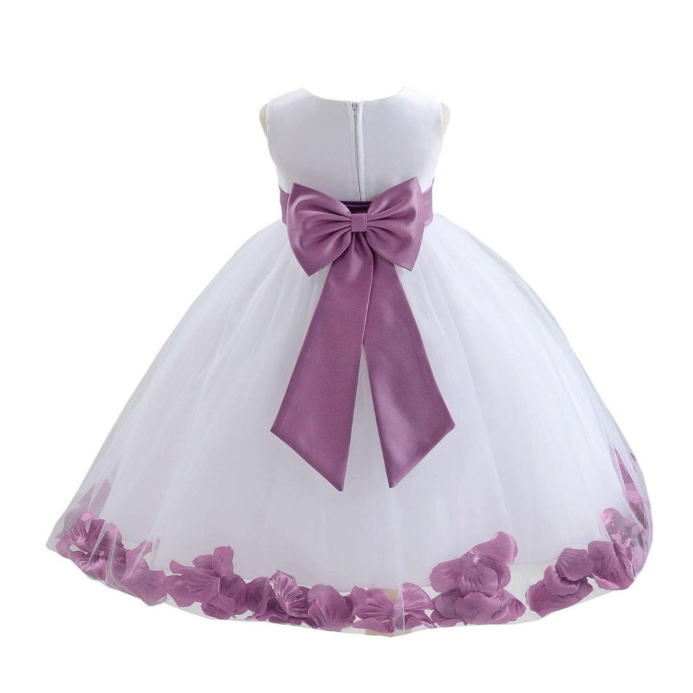 Wedding Rose Petals White Tulle Flower Petals Girl Toddler Gown Handmade 302T 6