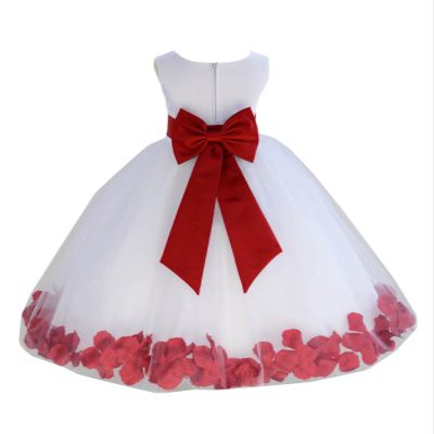 Wedding Rose Petals White Tulle Flower Petals Girl Toddler Gown Handmade 302T 2