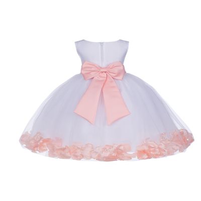 Wedding Rose Petals White Tulle Flower Petals Girl Toddler Gown Handmade 302T 8