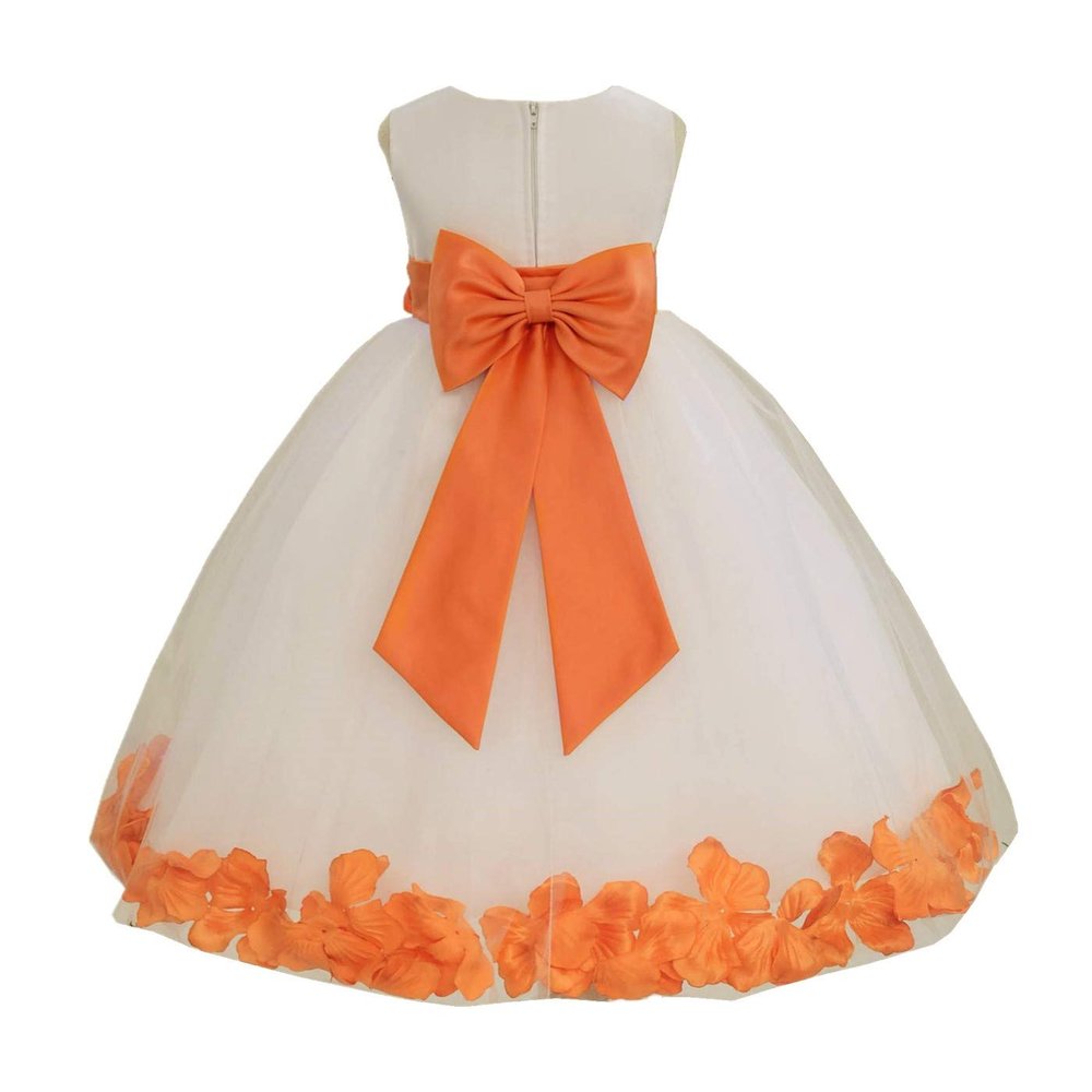 Wedding Rose Petals White Tulle Flower Petals Girl Toddler Gown Handmade 302T 4