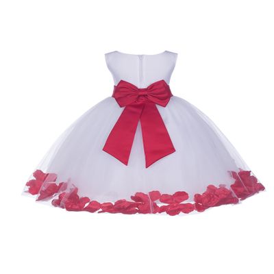Wedding Rose Petals White Tulle Flower Petals Girl Toddler Gown Handmade 302T 12