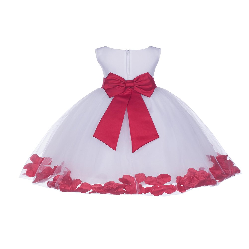 Wedding Rose Petals White Tulle Flower Petals Girl Toddler Gown Handmade 302T 14