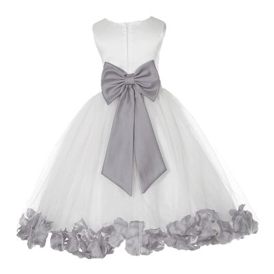 Wedding Rose Petals White Tulle Flower Petals Girl Toddler Gown Handmade 302T 10