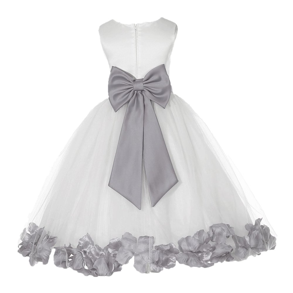 Wedding Rose Petals White Tulle Flower Petals Girl Toddler Gown Handmade 302T 10