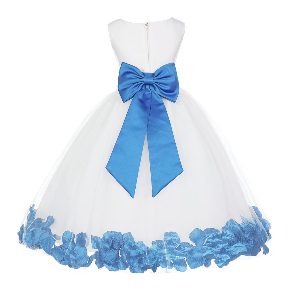 Wedding Rose Petals White Tulle Flower Petals Girl Toddler Gown Handmade 302T 6