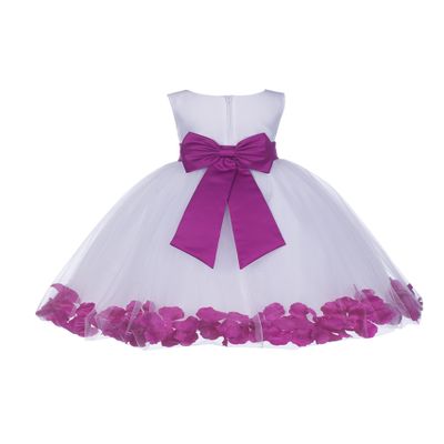 Wedding Rose Petals White Tulle Flower Petals Girl Toddler Gown Handmade 302T 4