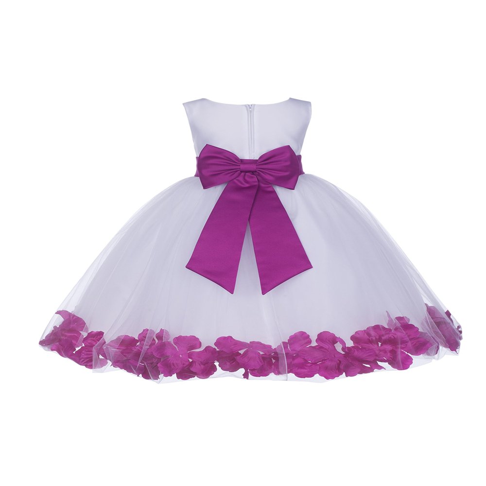 Wedding Rose Petals White Tulle Flower Petals Girl Toddler Gown Handmade 302T 4