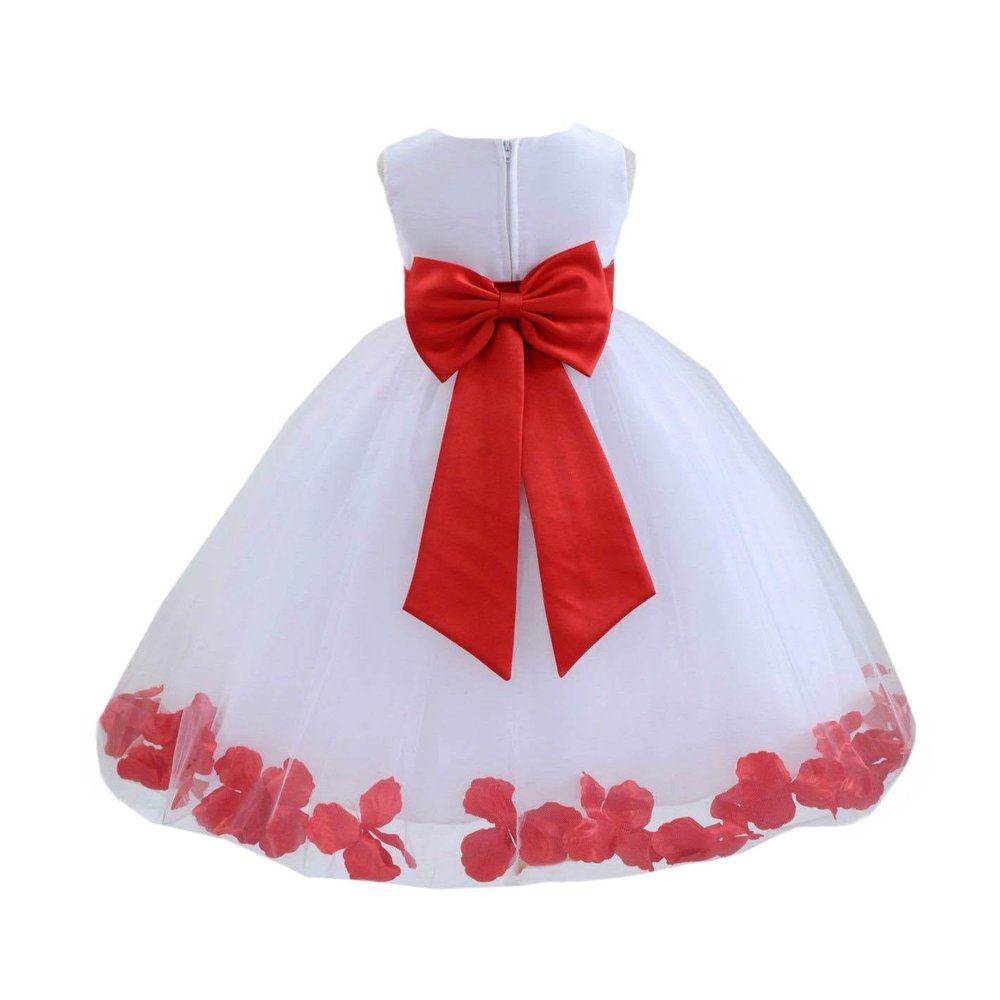 Wedding Rose Petals White Tulle Flower Petals Girl Toddler Gown Handmade 302T 10