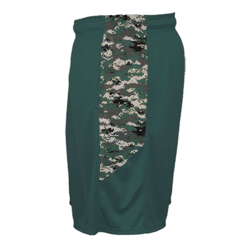 Badger Sport Youth Small Forest Green Digi-Camo Athletic Shorts with Pockets Wicking Performance Moisture Management