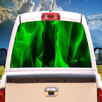 SignMission Green Flames Rear Window Graphic Truck View Thru Vinyl Decal Back