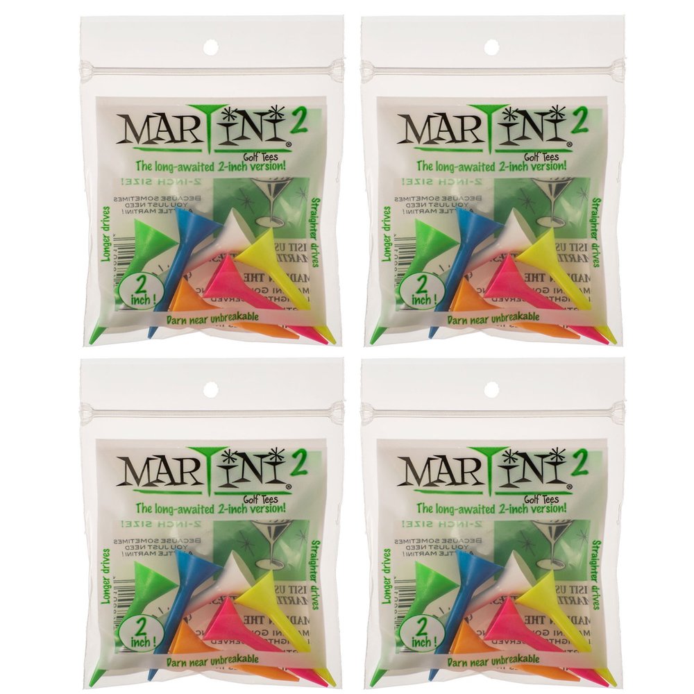 Martini Golf Tees 2" 4 Packs of Mixed - 24 Tees Total - Virtually Unbreakable