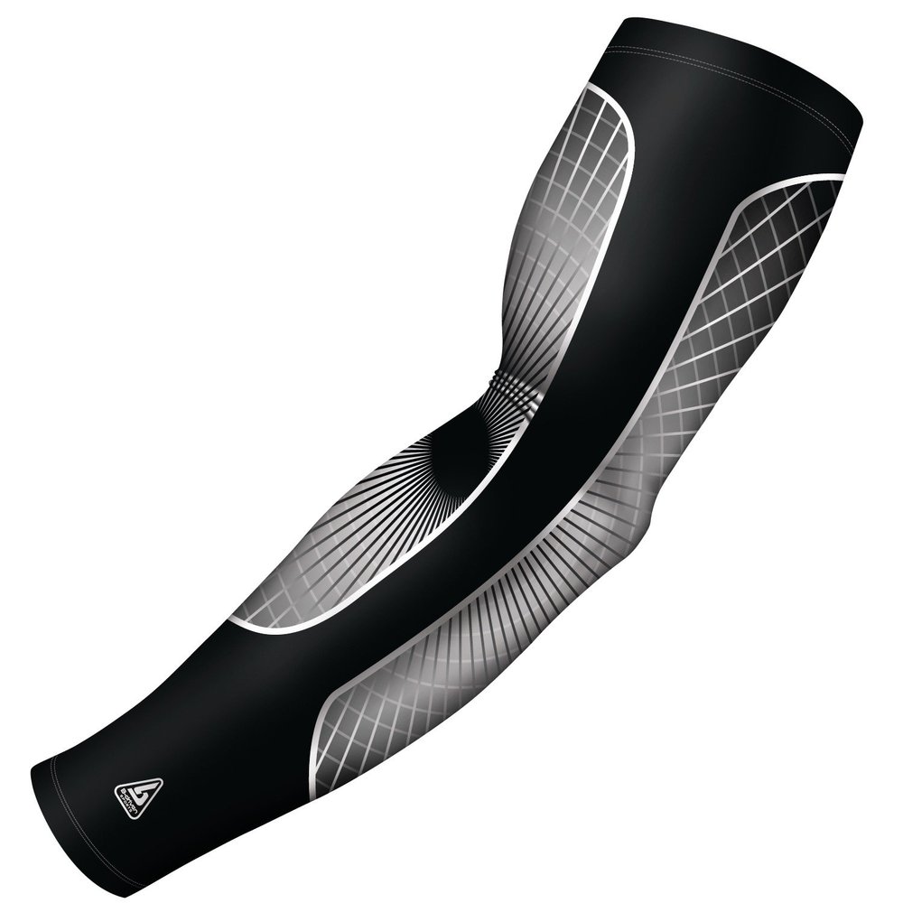 B-Driven Sports Pro-Fit Compression Arm Sleeve for Baseball, Basketball, Football - Muscle-Tendon, Bruising Reduction - Athletic, Men, Women, Youth, Kids - Grey | Grand Slam XXXL (A) - 1 Pc
