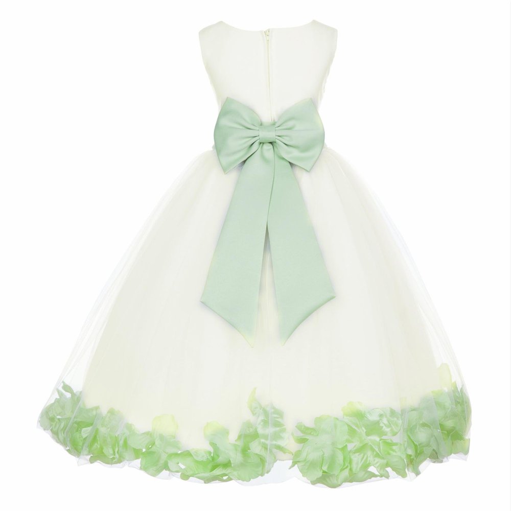 Wedding Pageant Rose Flower Petals Tulle Ivory Flower Girl Dress Toddler Recital 302T 12