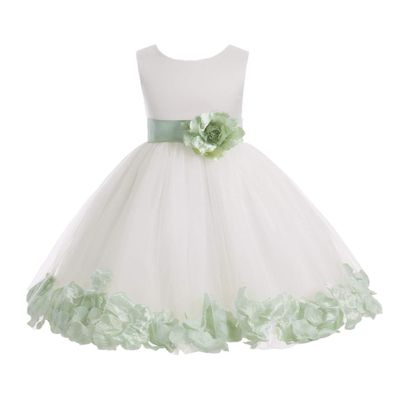 Wedding Pageant Rose Flower Petals Tulle Ivory Flower Girl Dress Toddler Recital 302T 14