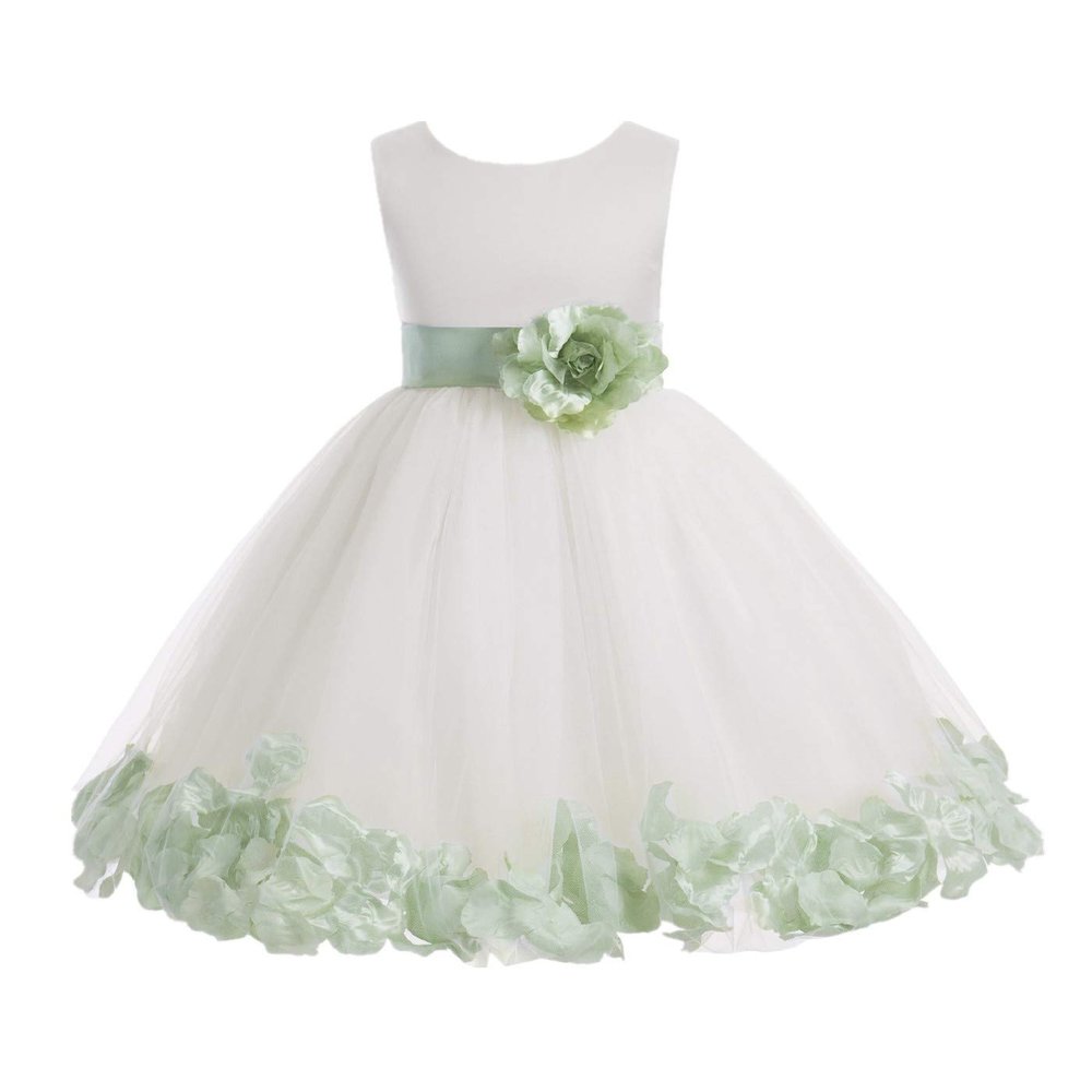 Wedding Pageant Rose Flower Petals Tulle Ivory Flower Girl Dress Toddler Recital 302T 14
