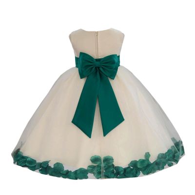 Wedding Pageant Rose Flower Petals Tulle Ivory Flower Girl Dress Toddler Recital 302T 14