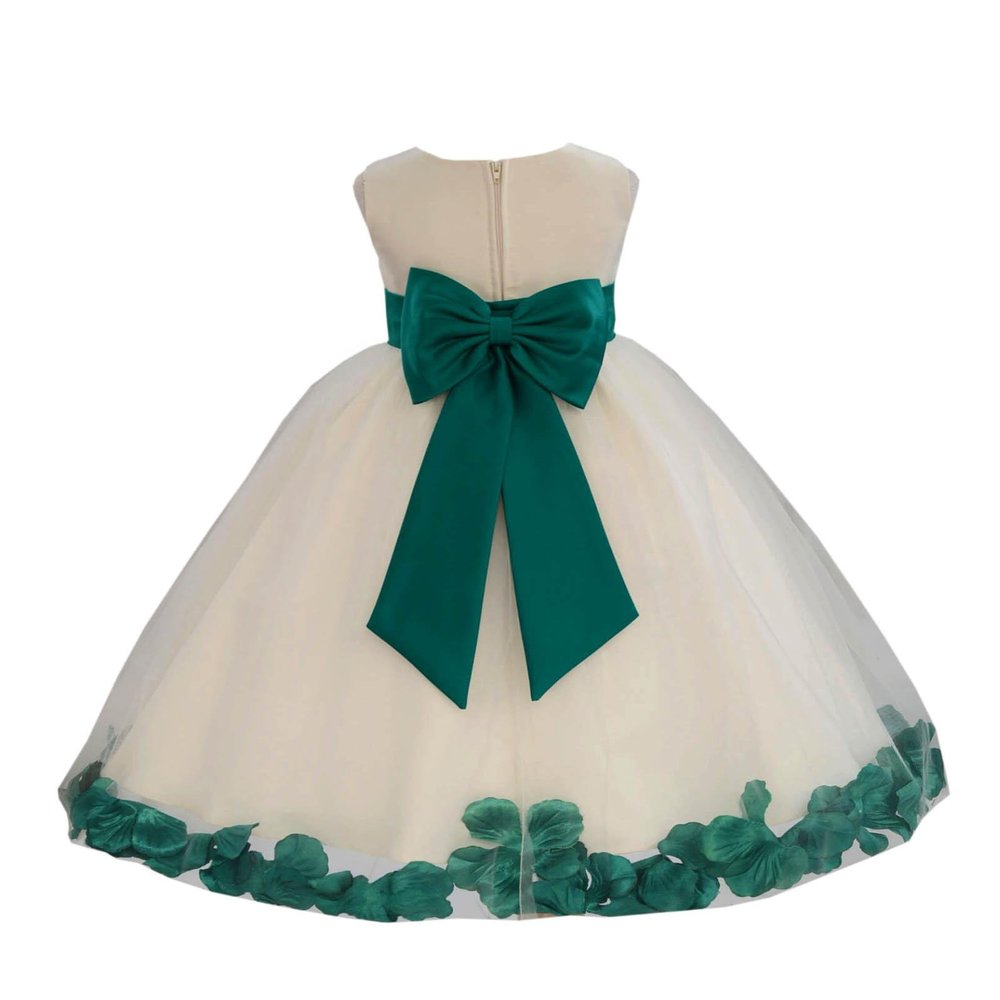 Wedding Pageant Rose Flower Petals Tulle Ivory Flower Girl Dress Toddler Recital 302T 14