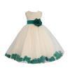 Wedding Pageant Rose Flower Petals Tulle Ivory Flower Girl Dress Toddler Recital 302T 14 view 2