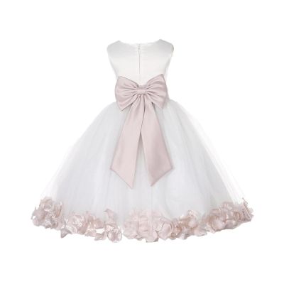 Wedding Pageant Rose Flower Petals Tulle Ivory Flower Girl Dress Toddler Recital 302T 2