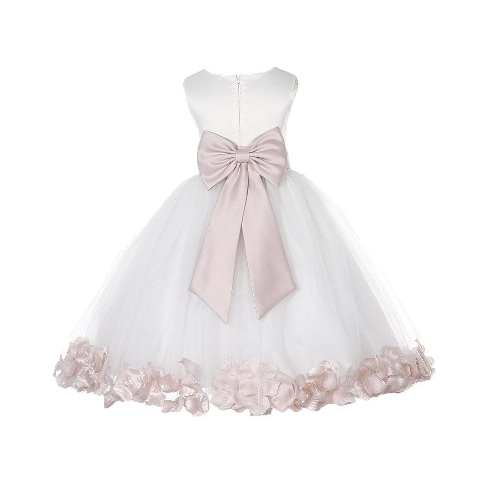 Wedding Pageant Rose Flower Petals Tulle Ivory Flower Girl Dress Toddler Recital 302T 2
