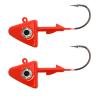 Qty 2 Fish WOW! 8oz Shad Jig Head 32786 MUSTAD Hook 2X Strong 10/0 Black Nickel Hooks Jigheads - Red view 1