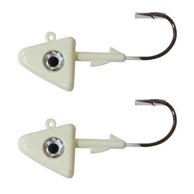 Qty 2 Fish WOW! 8oz Shad Jig Head 32786 MUSTAD Hook 2X Strong 10/0 Black Nickel Hooks Jigheads - Glow in The Dark