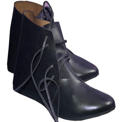 Allbeststuff Medieval Leather Shoes Ankle Length Brown Renaissance Boot (Black, 10)
