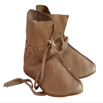 Allbeststuff Medieval Leather Shoe Ankle Length Brown, Natural Leather OR Black Renaissance Shoes ABS (Natural, 10)