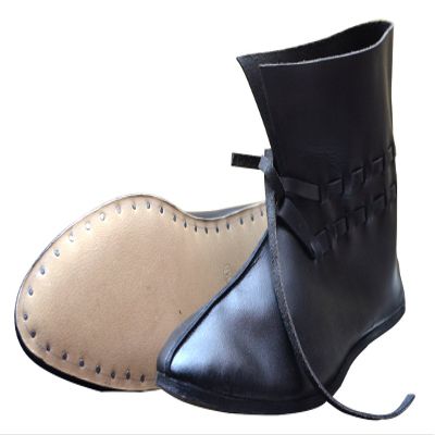 Allbeststuff Medieval Leather Shoe Ankle Length Brown, Natural Leather OR Black Renaissance Shoes ABS (Black, 12)
