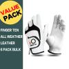 FINGER TEN Premium Cabretta Leather Golf Gloves Men 6 Pack for Right Left Handed Golfer, Comfortable Glove with All Weather Grip for Left Right Hand Size S M ML L XL (White-6 Pack, Medium, Right) view 2