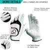 FINGER TEN Premium Cabretta Leather Golf Gloves Men 6 Pack for Right Left Handed Golfer, Comfortable Glove with All Weather Grip for Left Right Hand Size S M ML L XL (White-6 Pack, Medium, Right) view 3