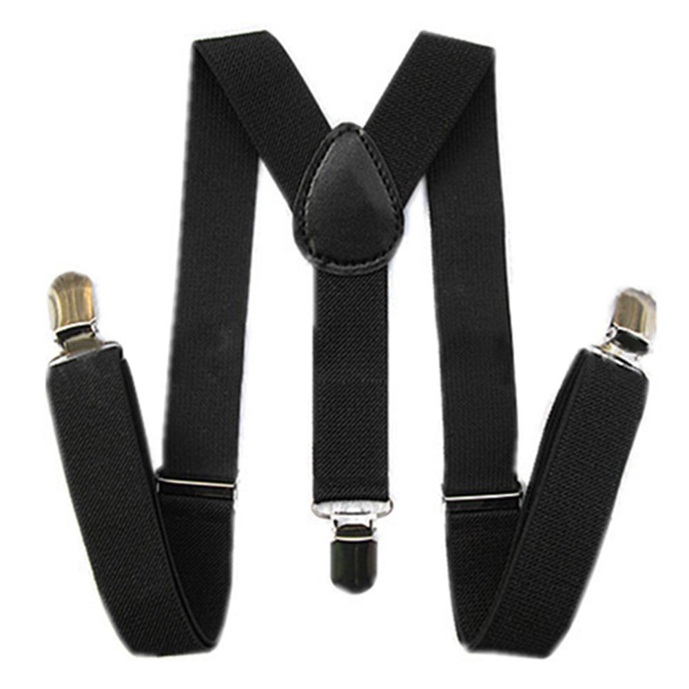 JYS Lovely Kids Boys Girls Elastic Adjustable Y-Back Suspender - Black