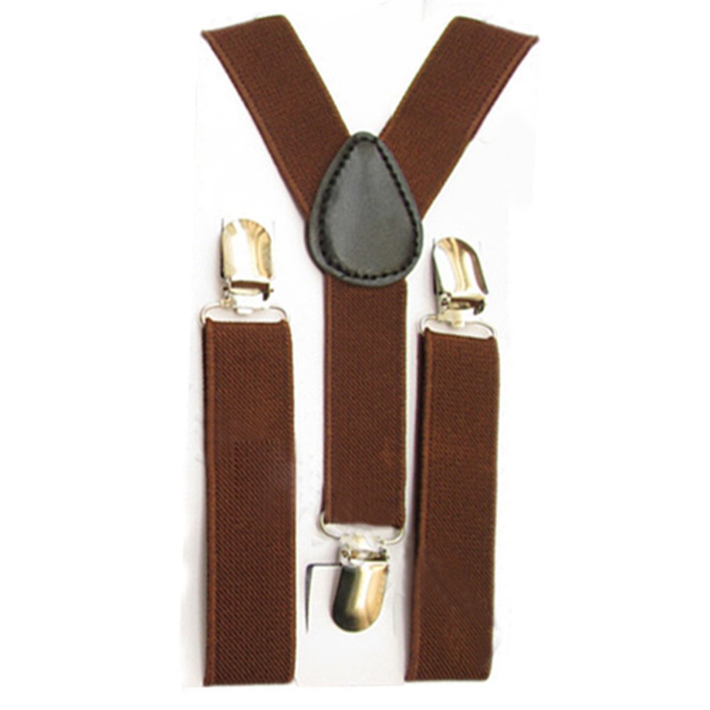 JYS Lovely Kids Boys Girls Elastic Adjustable Y-Back Suspender - Coffee