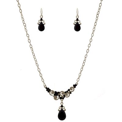 topwholesalejewel Wedding Jewelry Set Rhodium Dangle Necklace Earrings Set