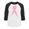 shop4ever Pink Breast Cancer Ribbon Baseball Shirt Support Awareness Raglan Tee Shirts Medium White/Black view 1