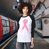 shop4ever Pink Breast Cancer Ribbon Baseball Shirt Support Awareness Raglan Tee Shirts Medium White/Black view 2