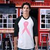 shop4ever Pink Breast Cancer Ribbon Baseball Shirt Support Awareness Raglan Tee Shirts Medium White/Black view 3