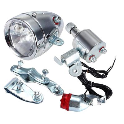 Fuzbaxy Bicycle Motorized Bike Friction Generator Dynamo Headlight Tail Light Kit 12V 6W