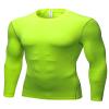TopTie Men's Long Sleeve Compression Shirt, Athletic Workout Base Layer-Lime-M view 1