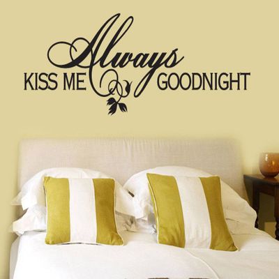 Always Kiss Me Goodnight Wall Decals Stickers, Black, 72''