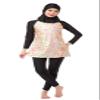 GladThink Womens Muslim Burkini 3-Pieces Flower Printing Swimsuit Black XS view 1
