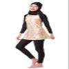 GladThink Womens Muslim Burkini 3-Pieces Flower Printing Swimsuit Black XS view 2
