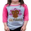 7 ate 9 Apparel Girl's Little Turkey Thanksgiving XL Pink Raglan view 2
