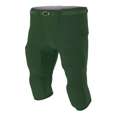 A4 Sportswear Adult Large (Waist 32/Inseam 16) Forrest Green Football Pants Flyless, Built-in Pad Holder