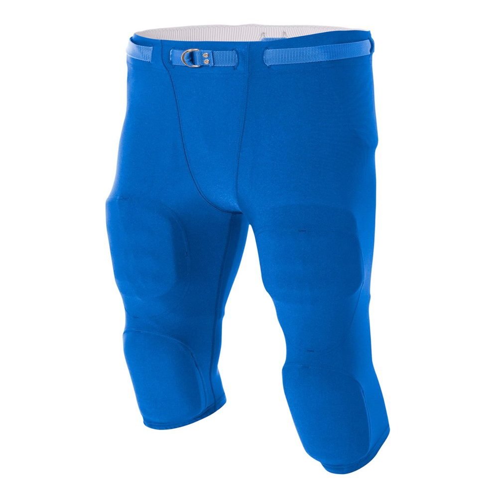 A4 Sportswear Adult XL (Waist 35/Inseam 16) Royal Blue Football Pants Flyless, Built-in Pad Holder