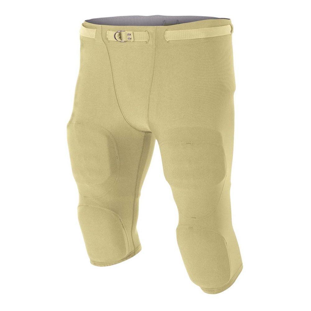 A4 Sportswear Adult Small (Waist 27/Inseam 15.5) Vegas Gold Football Pants Flyless, Built-in Pad Holder