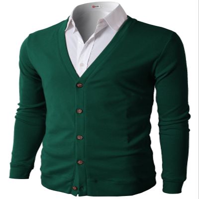 H2H Mens Casual Slim Fit Basic Designed Cotton Cardigan, CMOCAL012-GREEN, US XL (Asia 2XL)