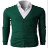 H2H Mens Casual Slim Fit Basic Designed Cotton Cardigan, CMOCAL012-GREEN, US XL (Asia 2XL) view 3