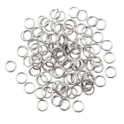 100pcs Stainless Steel Split Rings Fishing Hook Lure Connectors Double Loops - 6mm