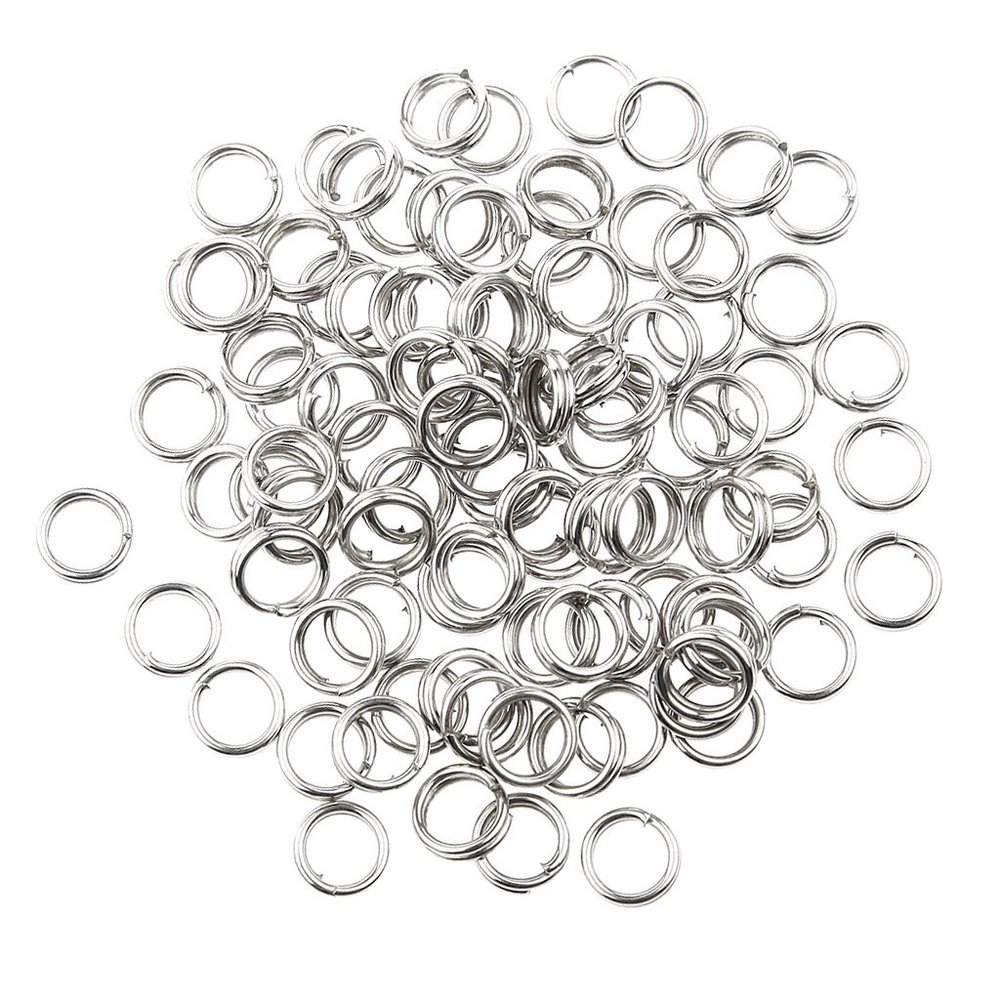 100pcs Stainless Steel Split Rings Fishing Hook Lure Connectors Double Loops - 6mm